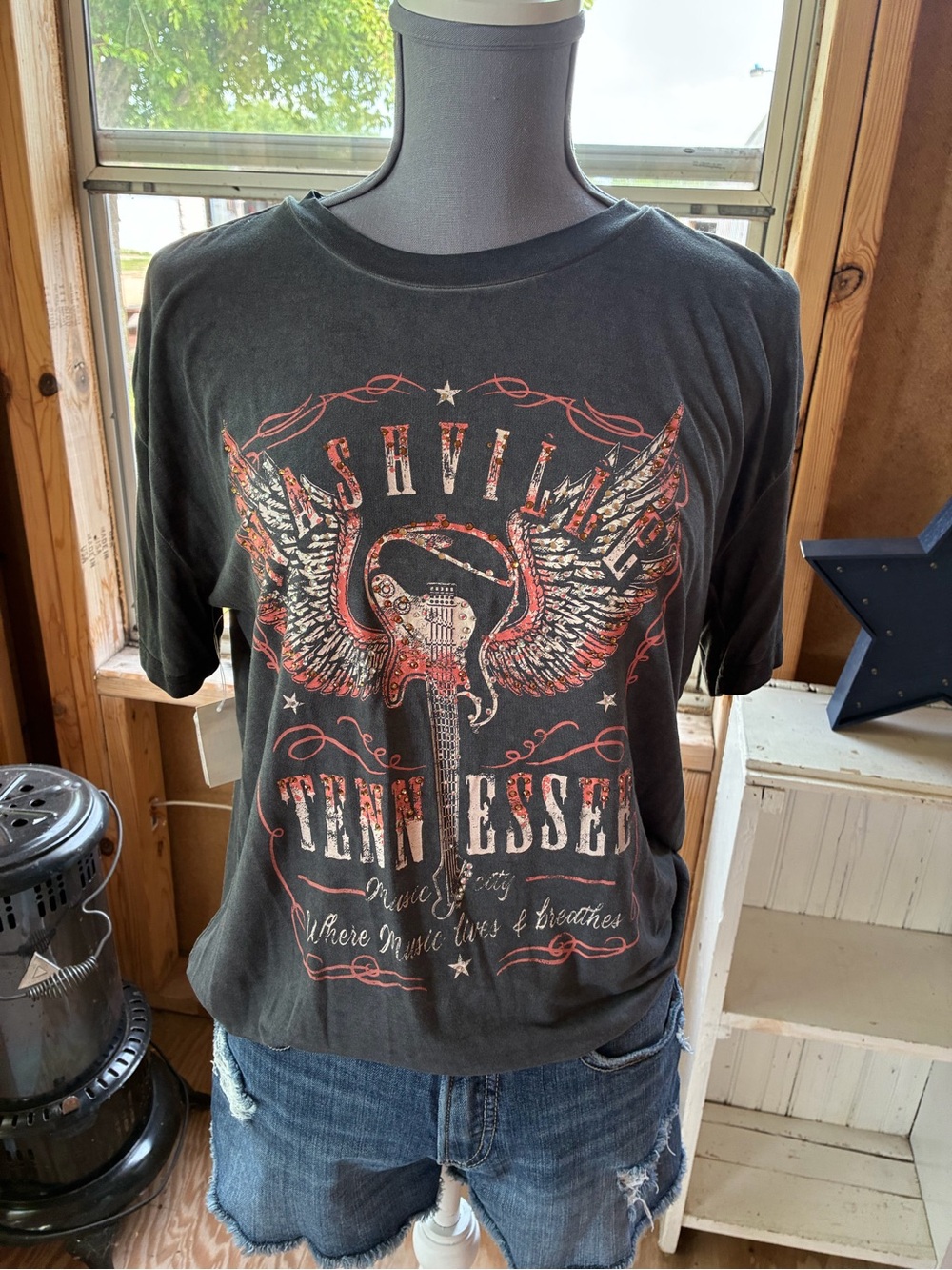 NWT! Nashville Tennessee Bling Graphic Tee - Black- Boot Barn